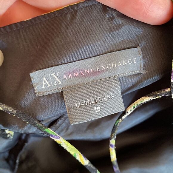 Armani Exchange Black and Yellow Dot Print Ruffle Maxi Dress Size 10 - Picture 11 of 11